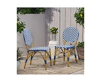 sumyeg French Style Outdoor Accent Chairs Set of 2 with Rattan and Bamboo Print