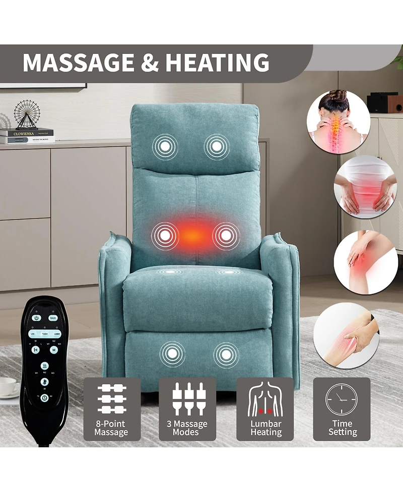 Boyel Living Heat Massage Manual Recliner Chair with Rocker and Swivel Fabric for Room