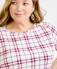 Style & Co Plus Printed 3/4 Sleeve Boat-Neck Top, Macy's Exclusive