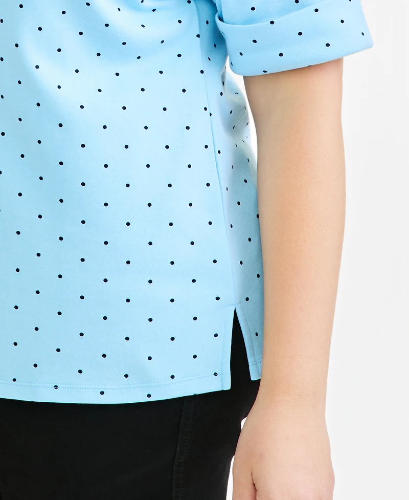 Style & Co Plus Printed Boat-Neck Elbow-Sleeve Top, Macy's Exclusive