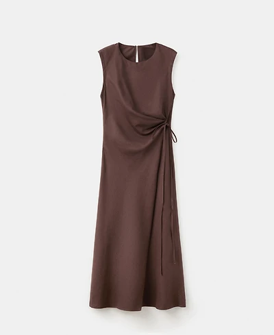 Mango Women's Knot Detail Wrap Midi-Dress