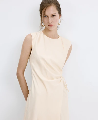 Mango Women's Knot Detail Wrap Midi-Dress