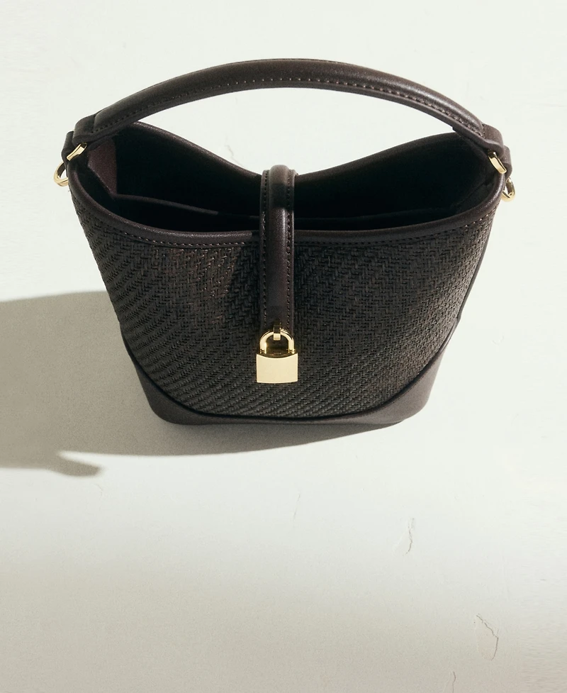 Mango Women's Small Raffia Bucket Bag