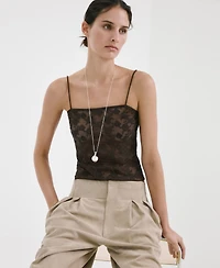 Mango Women's Floral Lace Top