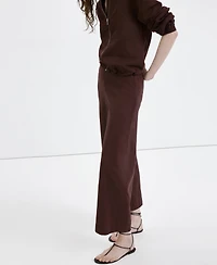 Mango Women's Straight Linen-Blend Pants
