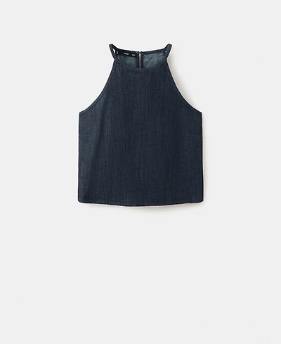 Mango Women's Halter-Neck Denim Top