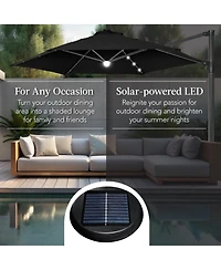 Best Choice Products 10ft 360° Rotating Cantilever Easy Auto Open Patio Umbrella w/ Solar Led Lights