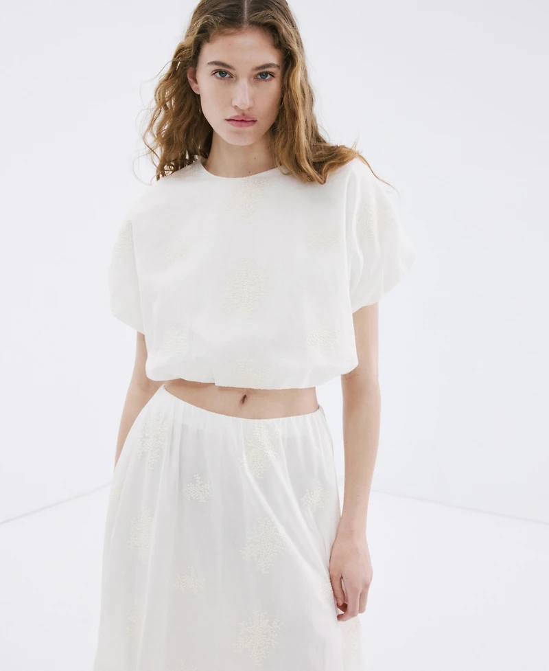 Mango Women's Embroidered Details Cotton Skirt