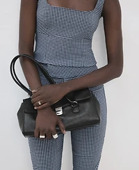 Mango Women's Gingham Check Print Fitted Top