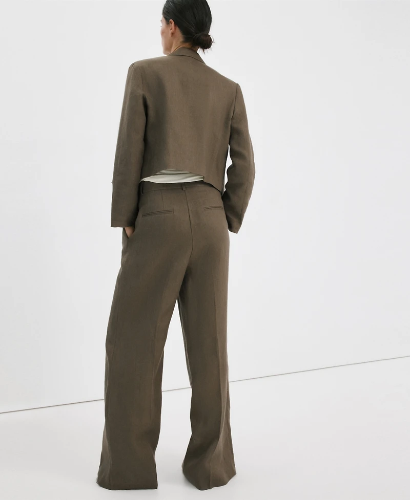 Mango Women's Straight Linen-Blend Pants