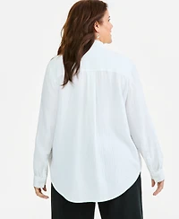 Style & Co Plus Button-Front Collared Long-Sleeve Shirt, Created for Macy's