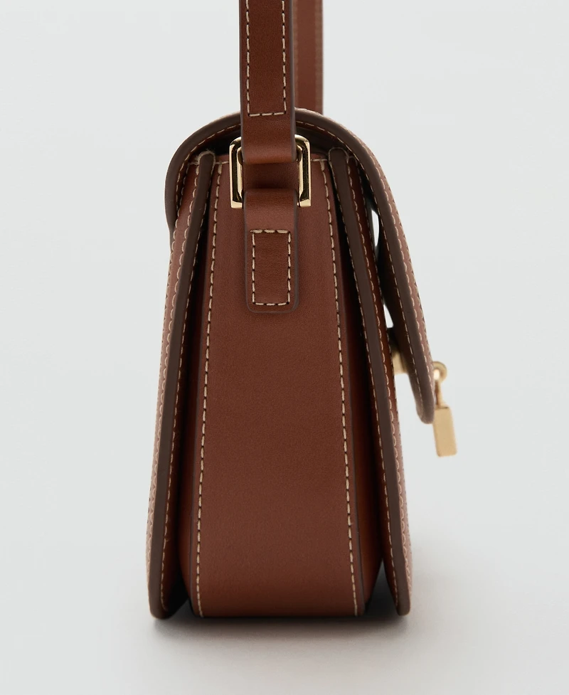 Mango Women's Contrasting Canvas Shoulder Bag