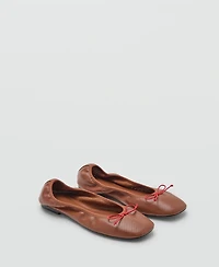 Mango Women's Bow Perforated Ballet Flats