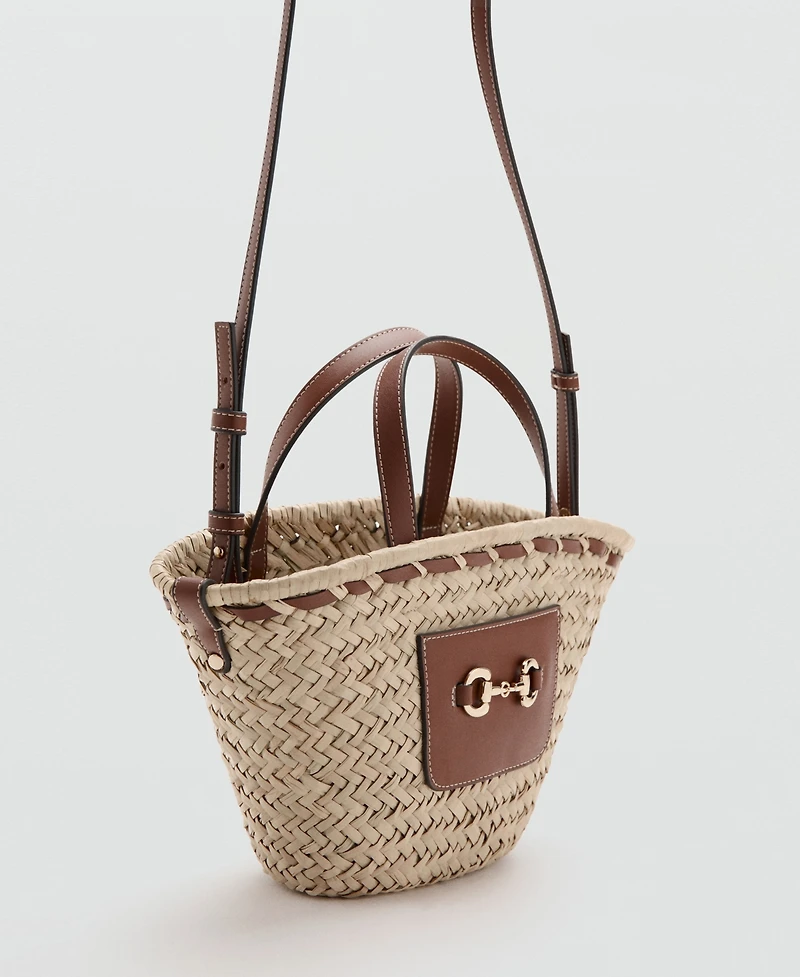 Mango Women's Small Natural Fiber Basket Bag
