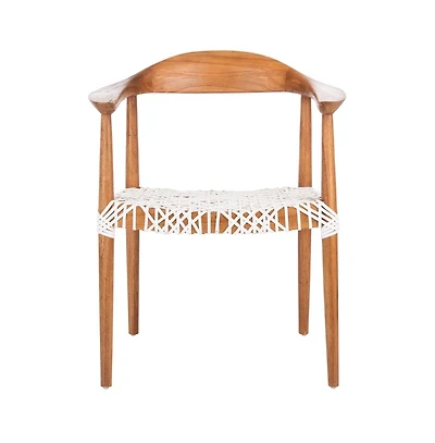 Juneau Leather Woven Accent Chair