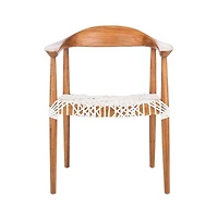 Juneau Leather Woven Accent Chair