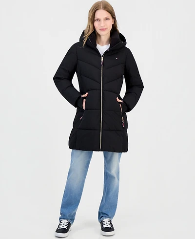 Tommy Hilfiger Women's Chevron-Quilted Puffer Coat