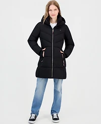 Tommy Hilfiger Women's Chevron-Quilted Puffer Coat