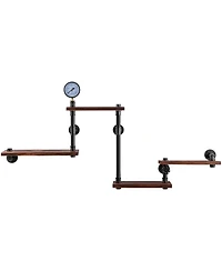 Sugift 4 Tier Industrial Pipe Shelving Rustic Floating Wall Mount Shelf