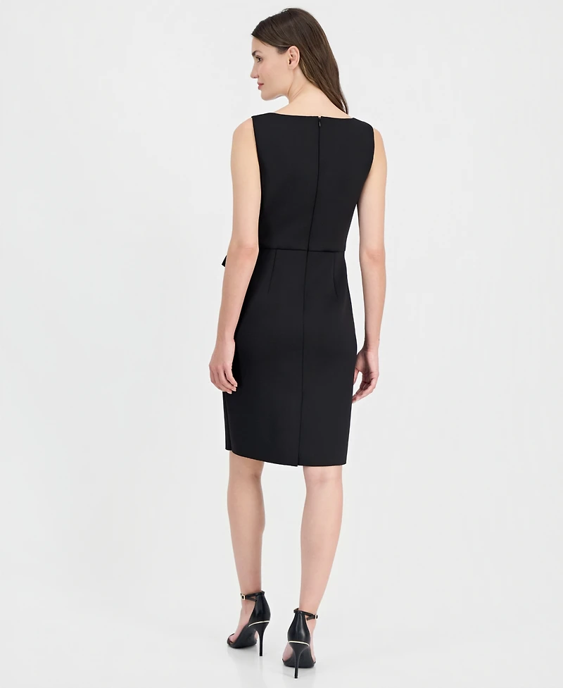 Anne Klein Women's Sleeveless Overlay Scuba Sheath Dress