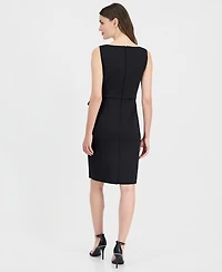 Anne Klein Women's Sleeveless Overlay Scuba Sheath Dress