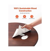 Sugift Wood Lazy Susan Turntable 360 Degree Round Rotating Tray