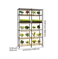 Sugift 6 Tier Double Row Plant Shelf with Grow Light Tall Indoor