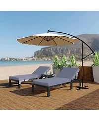LeisureMod Chelsea Patio Chaise Lounge Chair Set of 2 in Black Aluminum 4-Position Adjustable Reclining Outdoor Sun Lounger for Pool Rust-Proof Frame