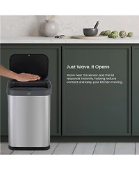 Home Zone Living Gallon Sensor Kitchen Trash Can with Motion Sensor Lid and Touch Controls, Stainless Steel