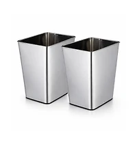 Home Zone Living 3 Gallon Rectangular Open Top Wastebasket, Stainless Steel, Matte Silver