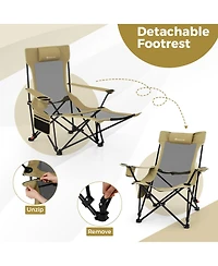 Gymax 2PCS Camping Lounge Chair w/Detachable Footrest and 4-position Backrest Bag