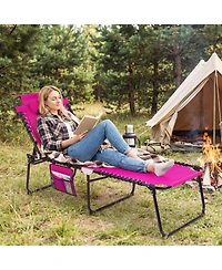 Gymax Folding Chaise Lounge Chair w/Comfortable Headrest Easy Folding Design for Lawn