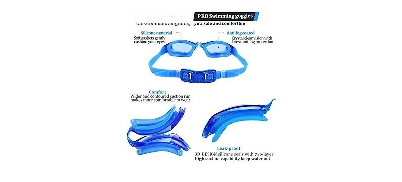 Swim Goggles Anti Fog Adult Pack 2