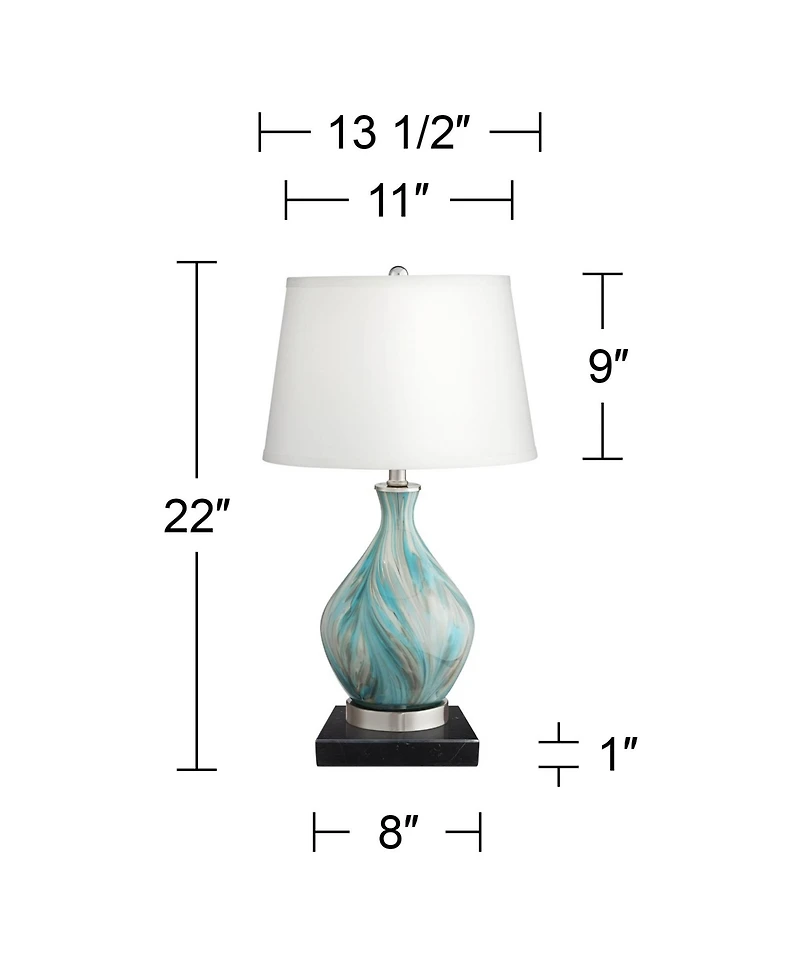 360 Lighting Cirrus Modern Accent Table Lamp with Square Marble Riser High Drum Shade for Bedroom Living Room Office House Home