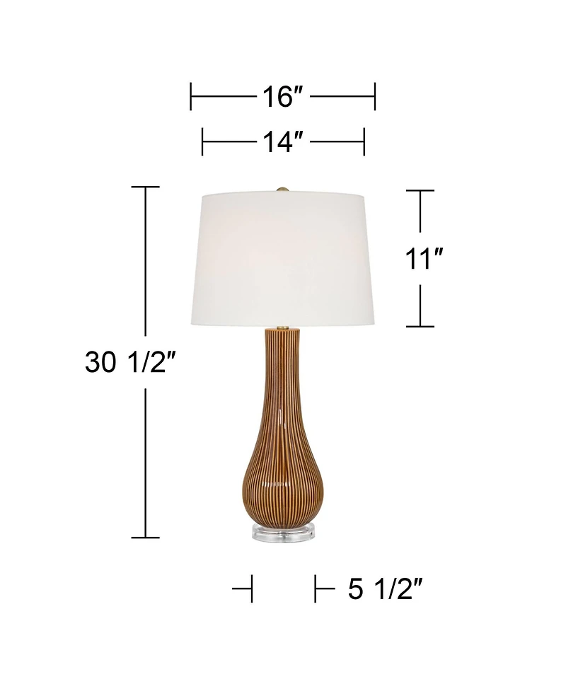 360 Lighting Shannon High Stripe Ceramic Gourd Table Lamp Set of 2
