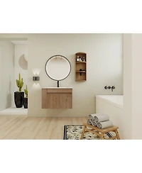Sillysis Wall Mounted Bathroom Vanity with Sink, Double Door Soft Close Cabinet and 3-Tier Storage Rack for Modern Bathroom
