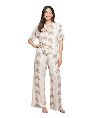 Linea Donatella Women's Notch Collar Shirt & Crop Pants, 2-Piece Set
