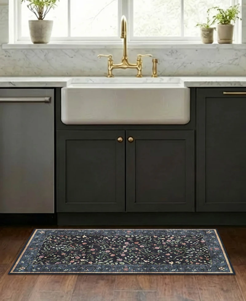 Hunter Eleanor Washable Non-Slip Printed Chenille Accent Rug