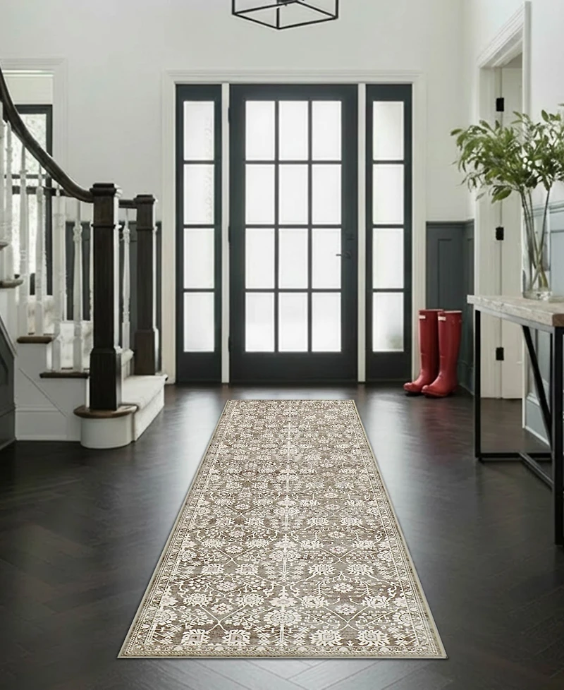 Hunter Florence Washable Non-Slip Printed Chenille Runner Rug, 96" x 24"