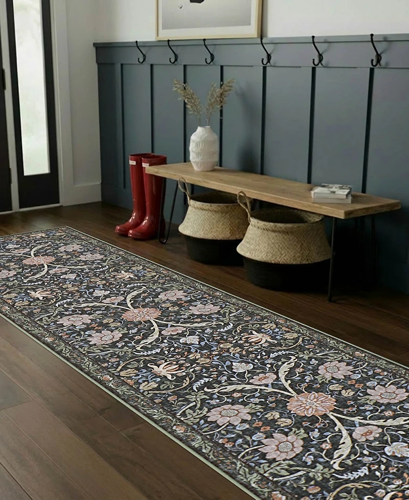 Hunter Abrabella Washable Non-Slip Printed Chenille Runner Rug