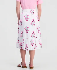 Style & Co Petite Cotton Floral-Embroidered Midi Skirt, Macy's Exclusive