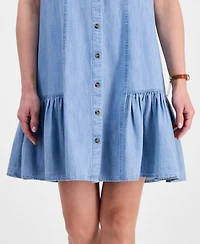 Style & Co Petite Cotton Chambray Sleeveless Shirtdress, Macy's Exclusive