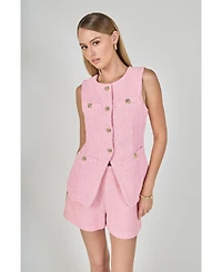endless rose Women's Tweed Buttoned Shorts