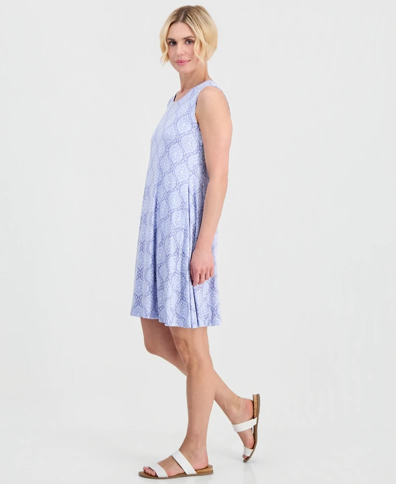 Style & Co Petite Geometric-Print Scoop-Neck Flip Flop Dress, Macy's Exclusive