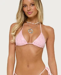 Edikted Women's Naomey Sequin Triangle Bikini Top