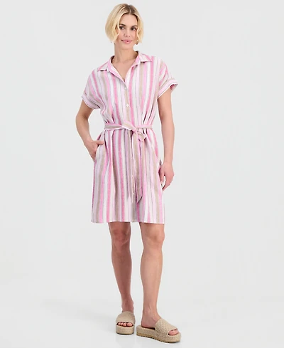 Style & Co Petite Printed Button-Front Tie-Waist Shirt Dress, Macy's Exclusive