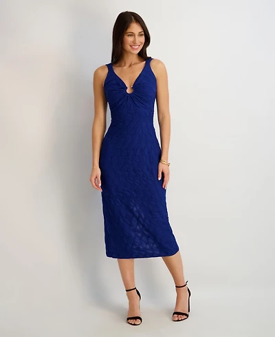 Siena Women's Textured Knit Plunge-Neck Scoop-Back Dress