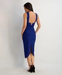 Siena Women's Textured Knit Plunge-Neck Scoop-Back Dress