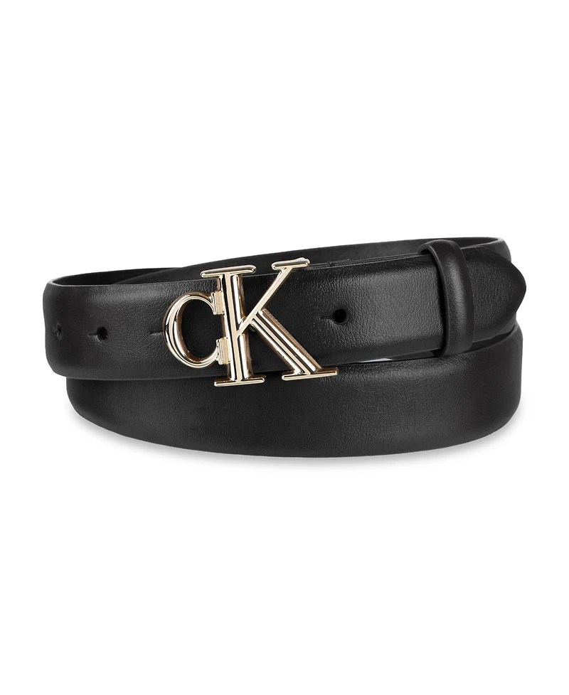Calvin Klein Women's Ck Monogram Buckle Skinny Belt
