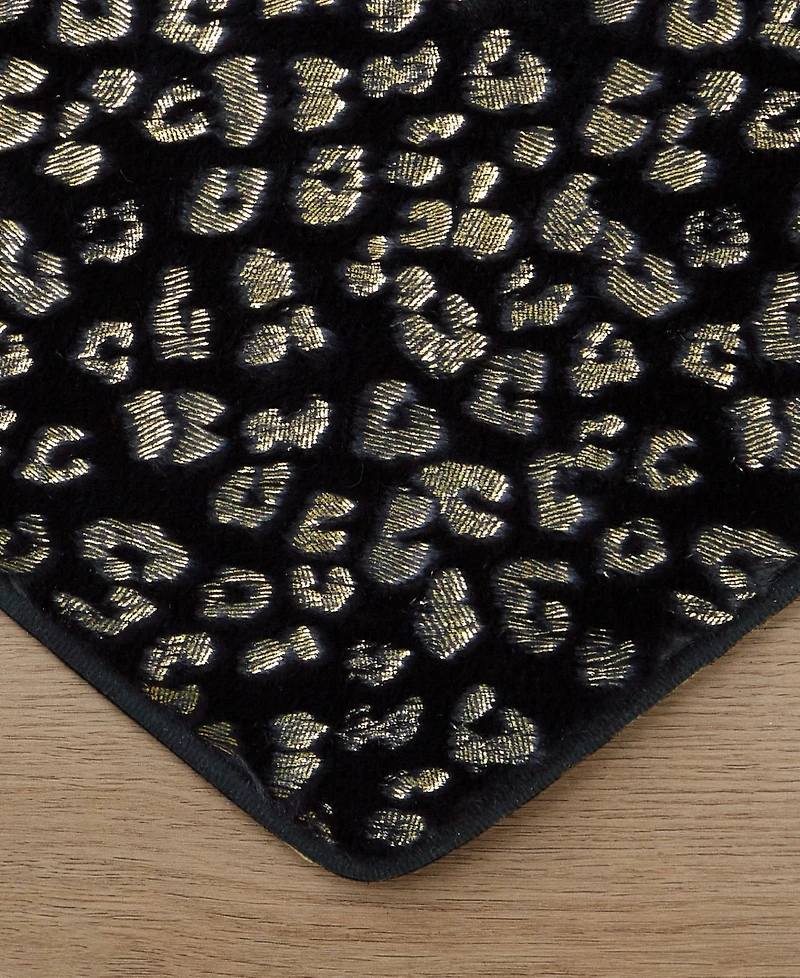 Juicy Couture Metallic Leopard Foil Print Shaped Heart Rug, 36" x